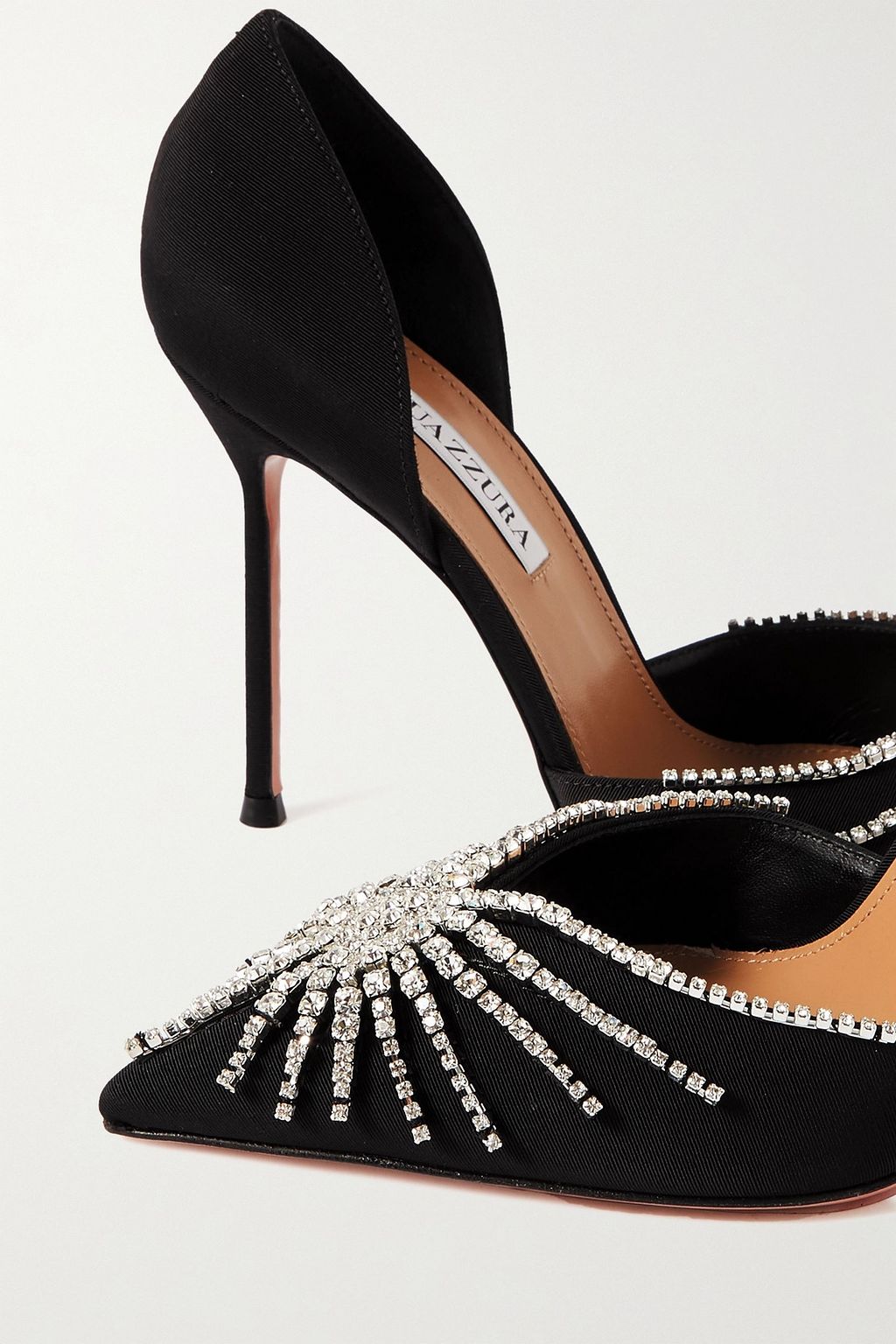 AQUAZZURA Sunshine 105 crystal-embellished grosgrain pumps