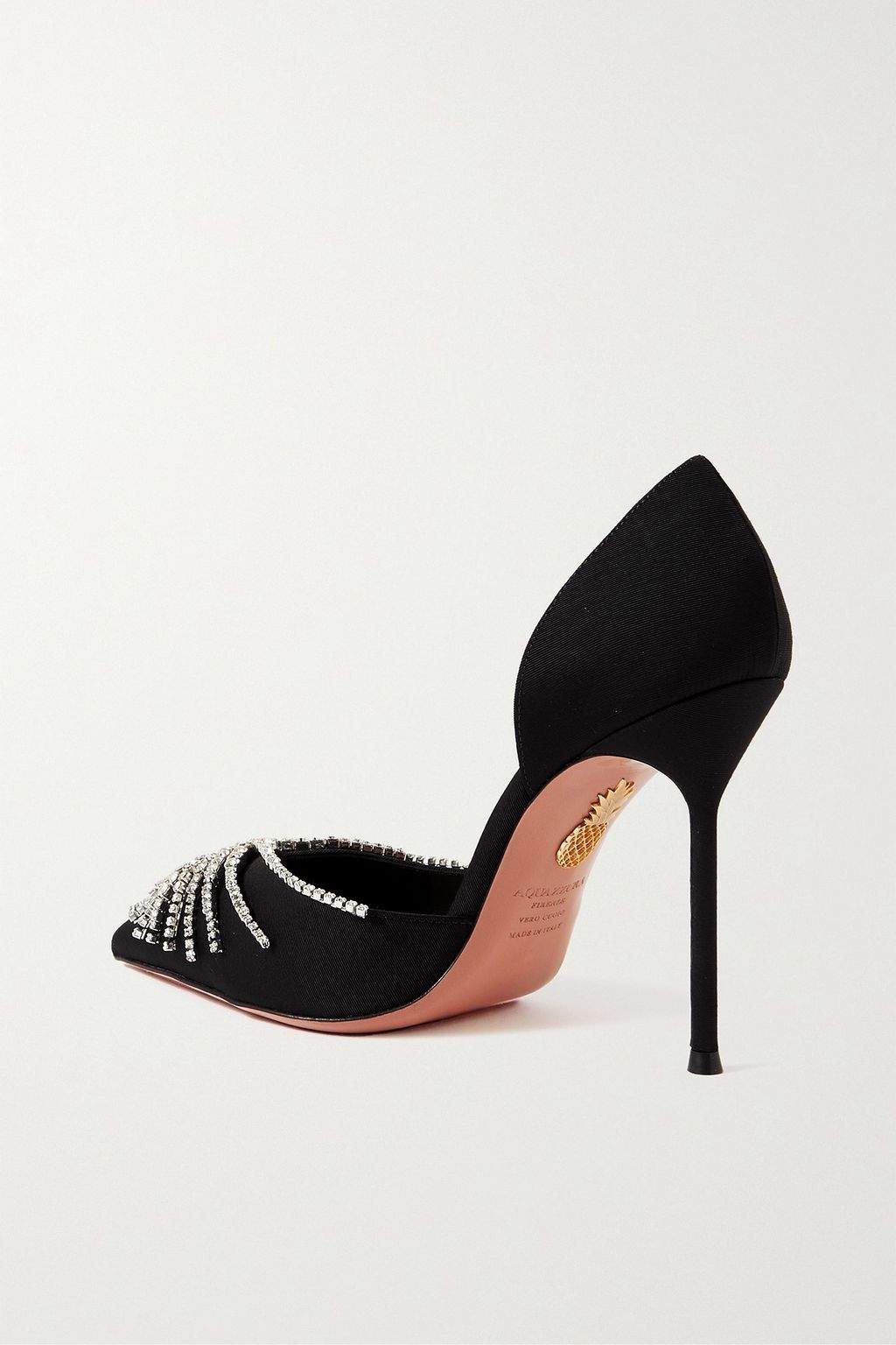 AQUAZZURA Sunshine 105 crystal-embellished grosgrain pumps
