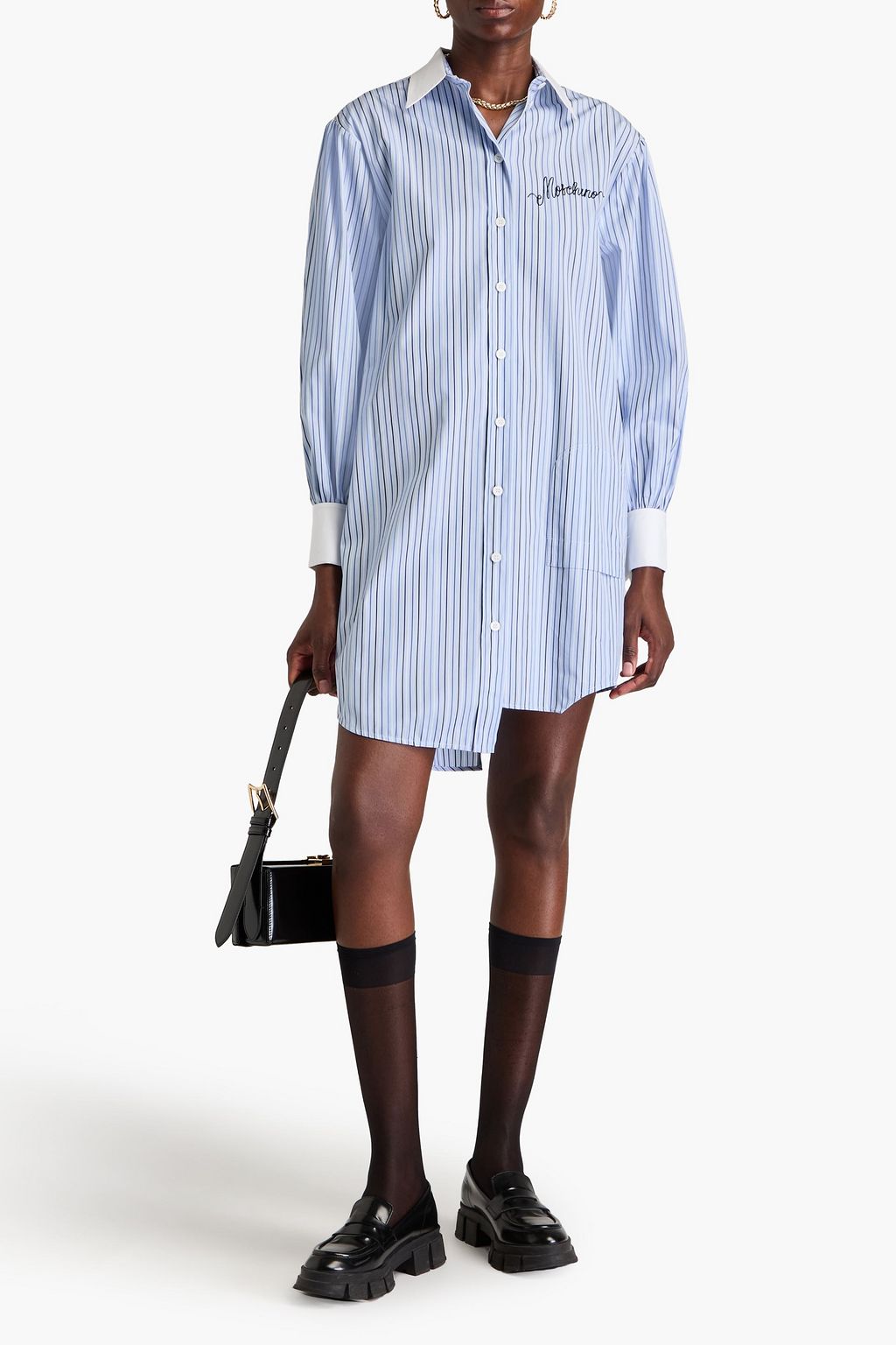MOSCHINO Gestreiftes Hemdkleid aus Baumwollpopeline