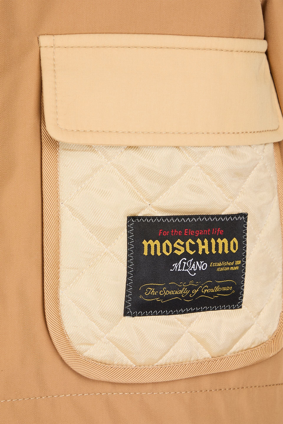 Moschino Paneled Cotton-blend Satin-twill Hooded Jacket In Sand