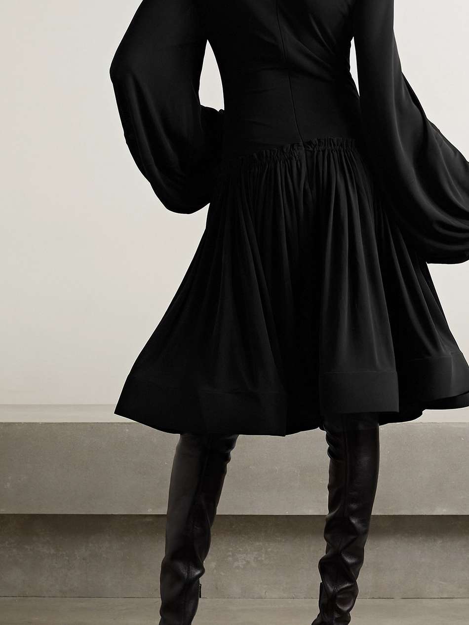 pleated jersey mini dress
