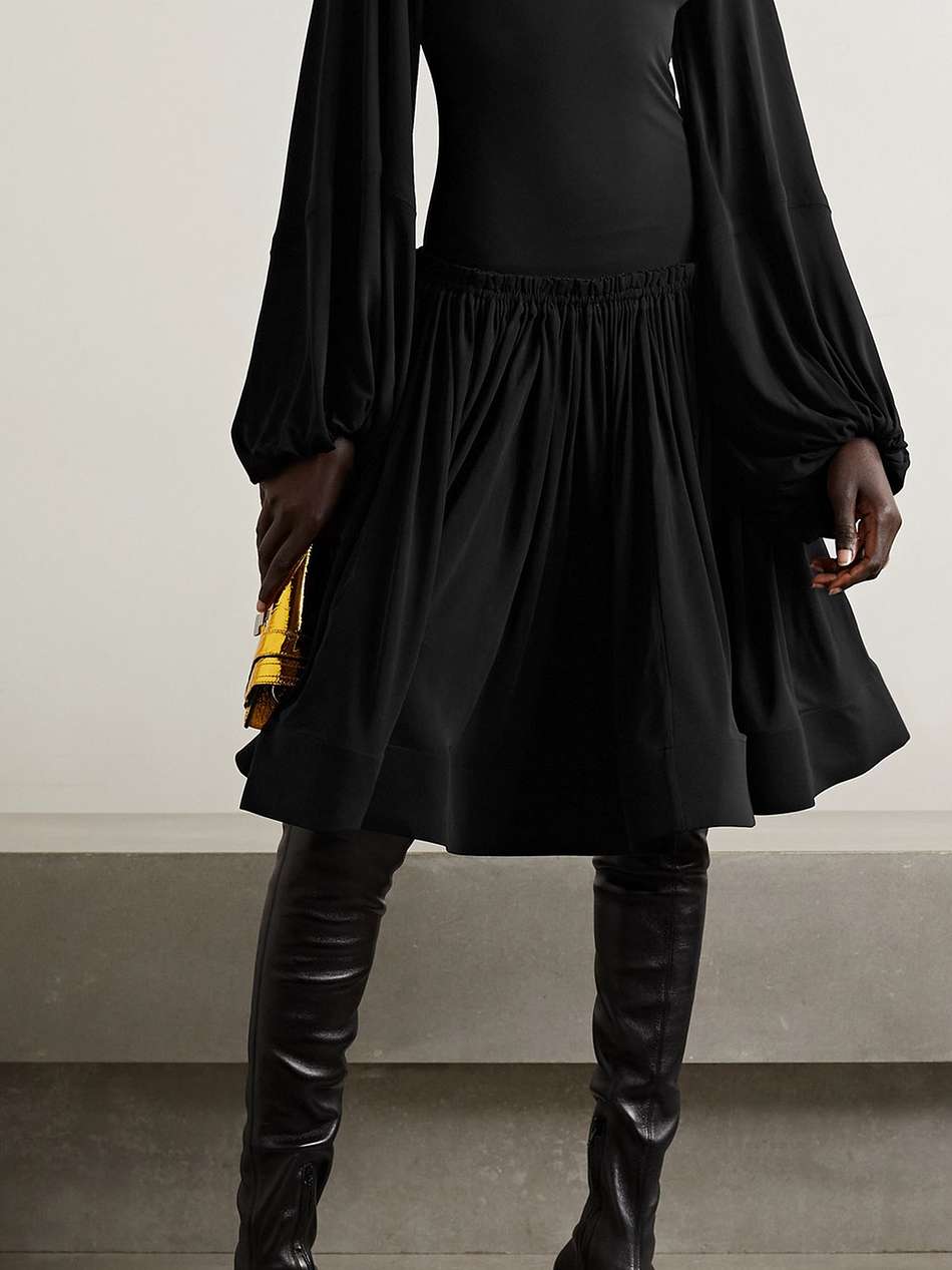 pleated jersey mini dress