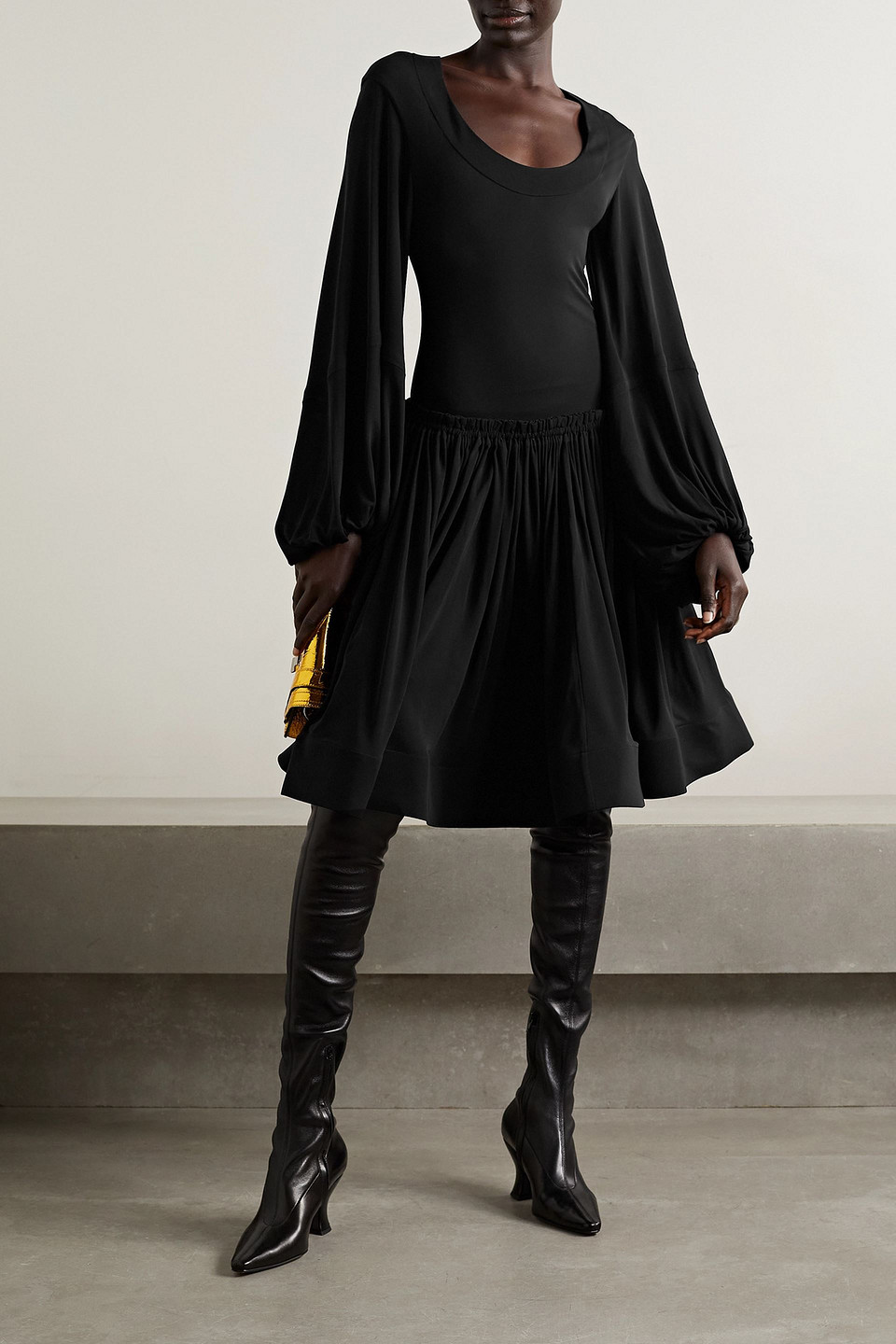 PROENZA SCHOULER PLEATED JERSEY MINI DRESS 
