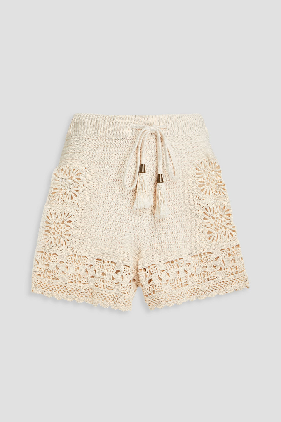 Zimmermann Crochet-knit Cotton Shorts In Neutral