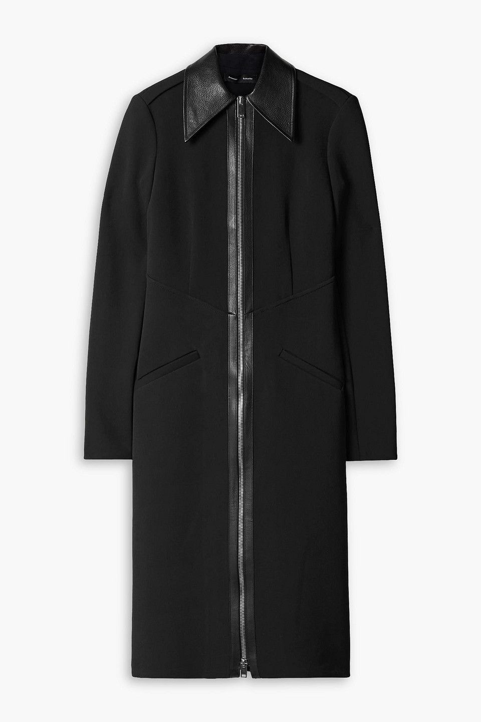 Proenza Schouler Faux Leather-trimmed Crepe Midi Dress In Black