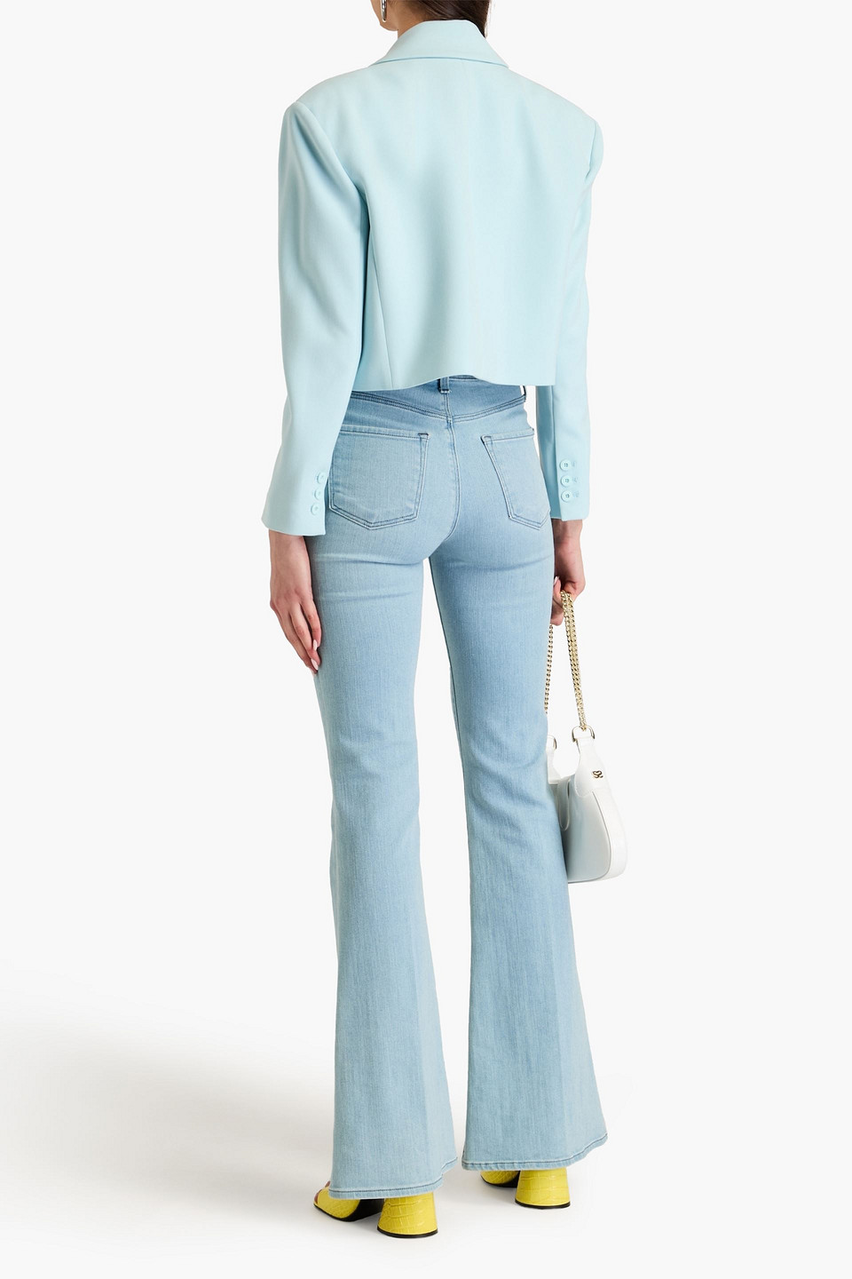 Alice And Olivia Julep Cropped Twill Blazer In Sky Blue