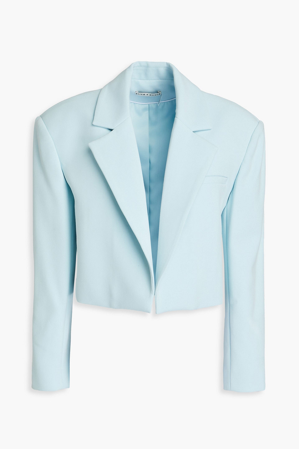 Alice And Olivia Julep Cropped Twill Blazer In Sky Blue