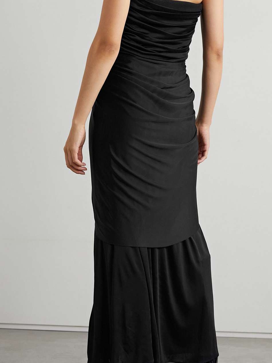 strapless ruched stretch-jersey maxi dress