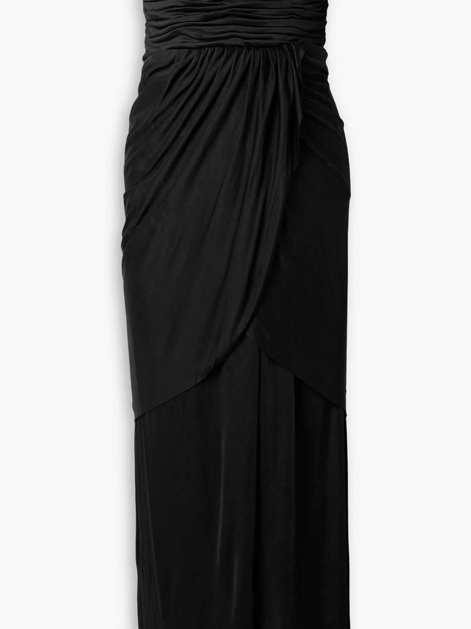 strapless ruched stretch-jersey maxi dress