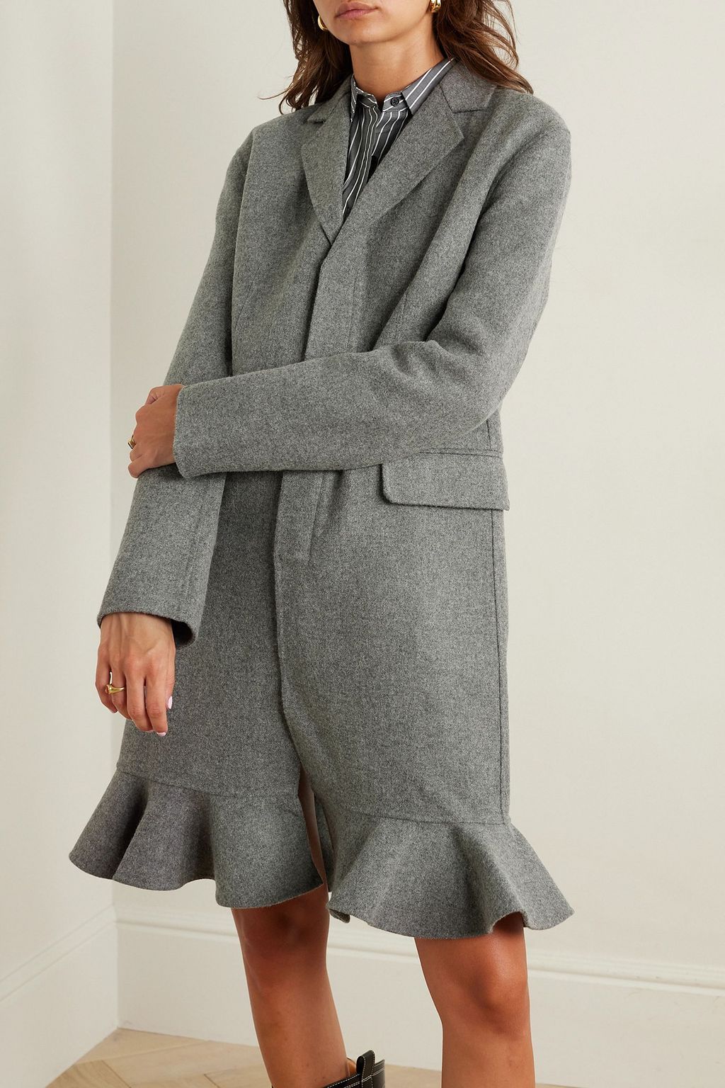 JW ANDERSON Ruffled wool-blend felt coat