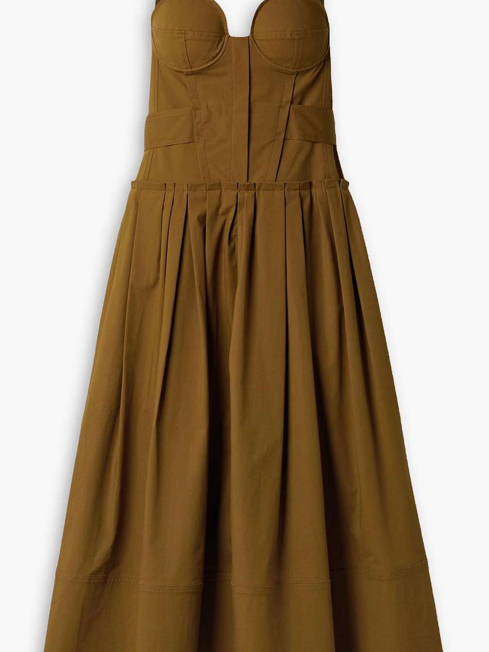 cotton-blend poplin midi dress