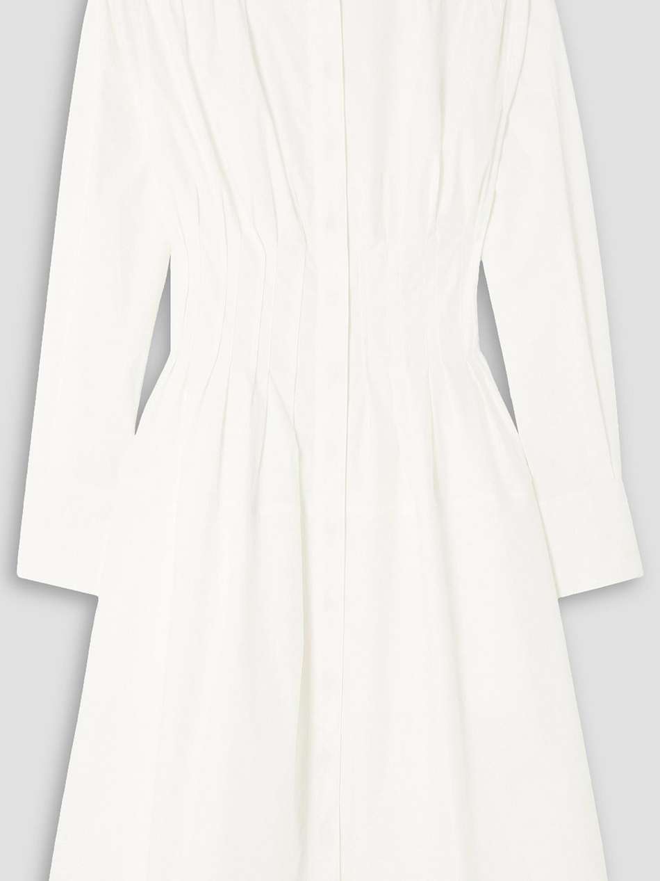 pintucked stretch-cotton poplin shirt dress