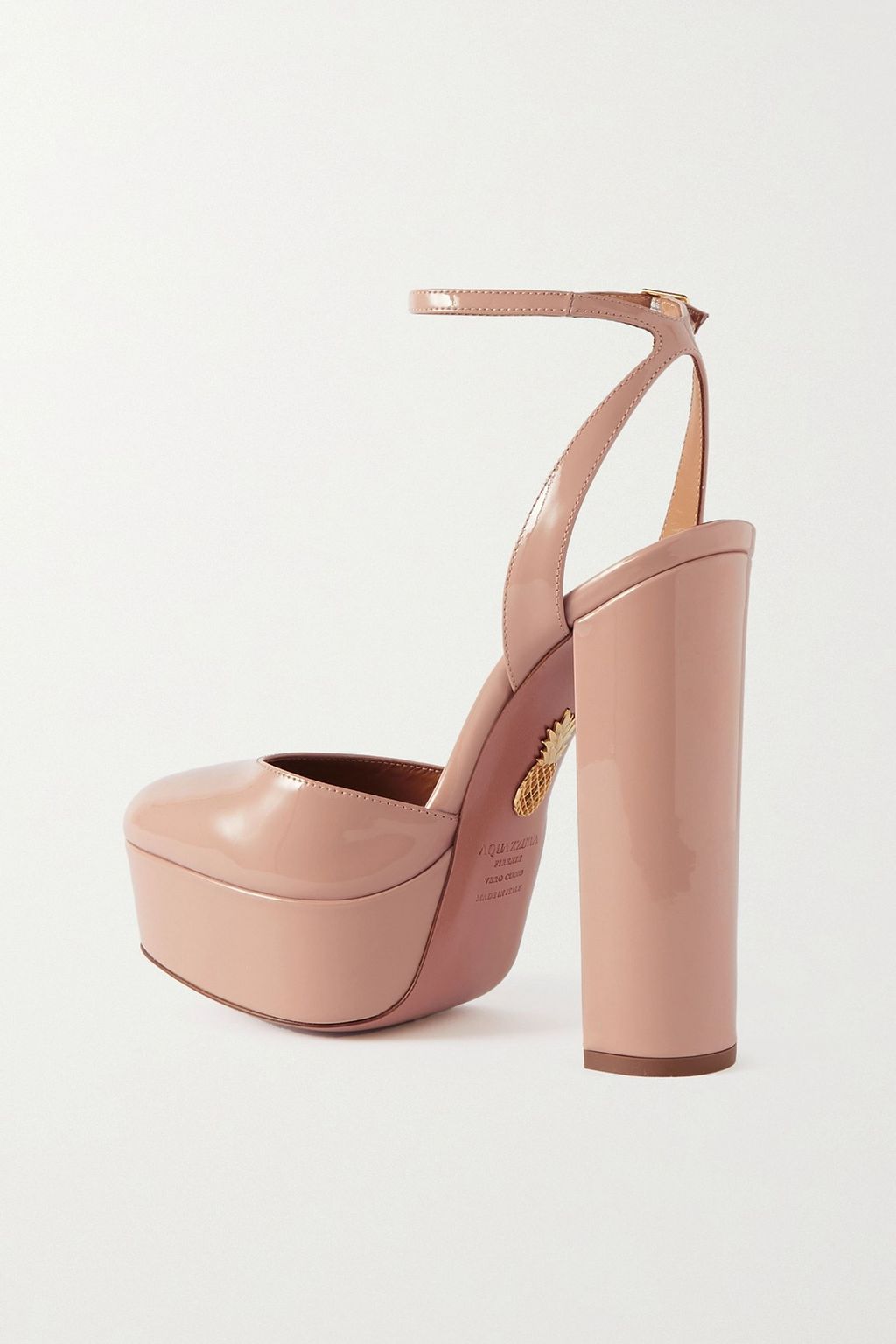 AQUAZZURA حذاء بامب So High Plateau 140 بنعل سميك من الجلد اللامع