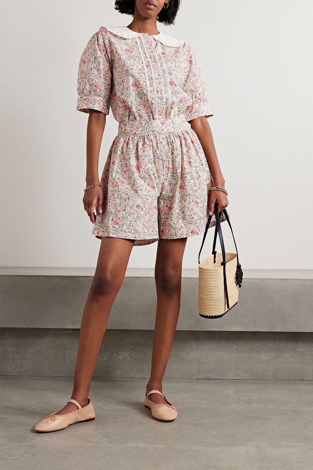 BATSHEVA X LAURA ASHLEY ‎+ Laura Ashley شورت Westport من قطن البوبلين بطبعة أزهار