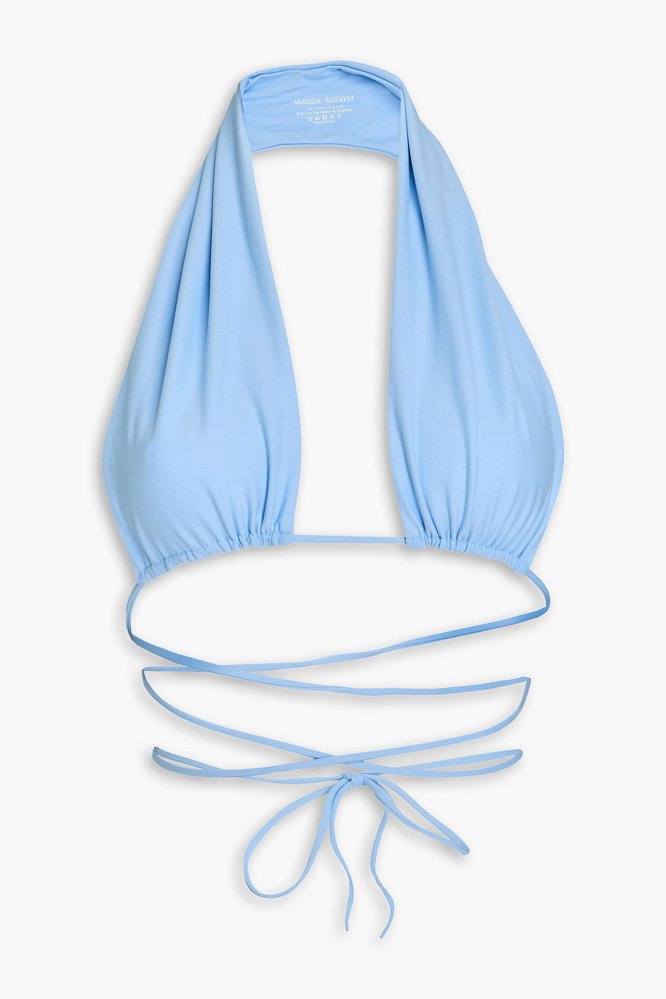Magda Butrym Ruched Halterneck Bandeau Bikini Top In Light Blue