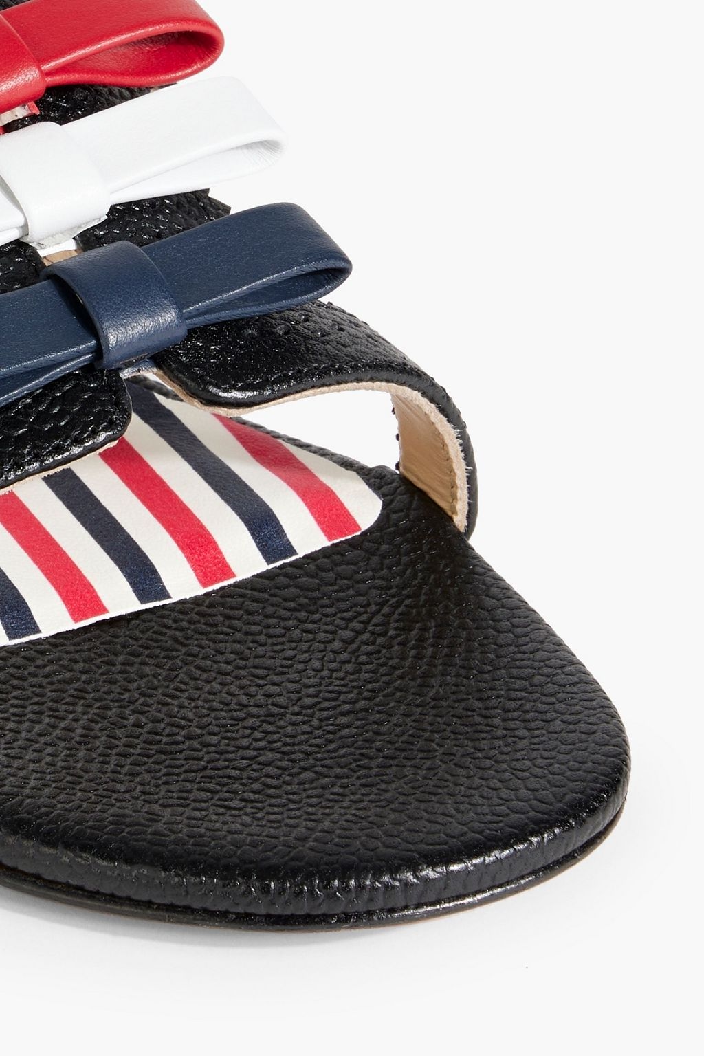 THOM BROWNE Bow-detailed pebbled-leather sandals