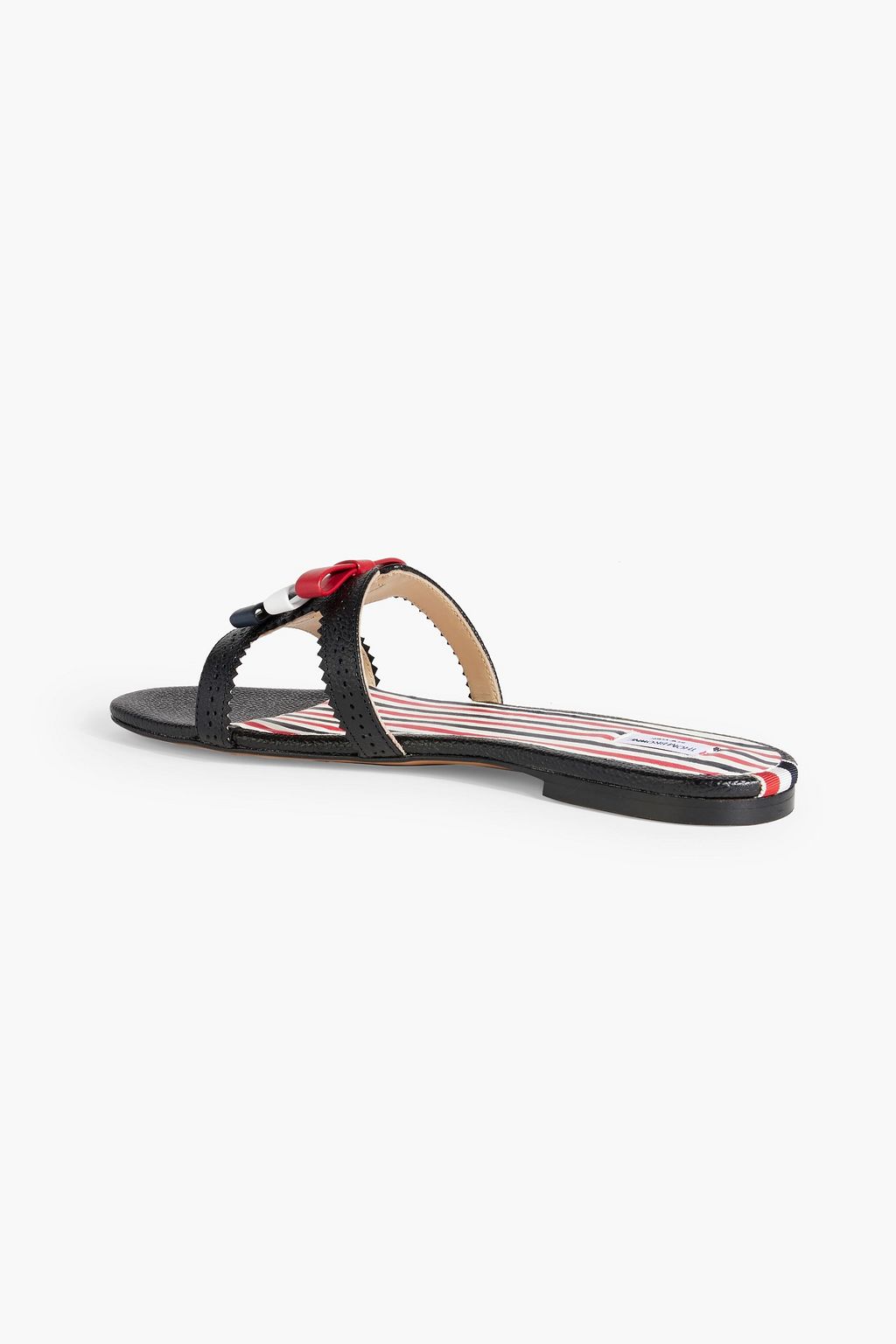 THOM BROWNE Bow-detailed pebbled-leather sandals
