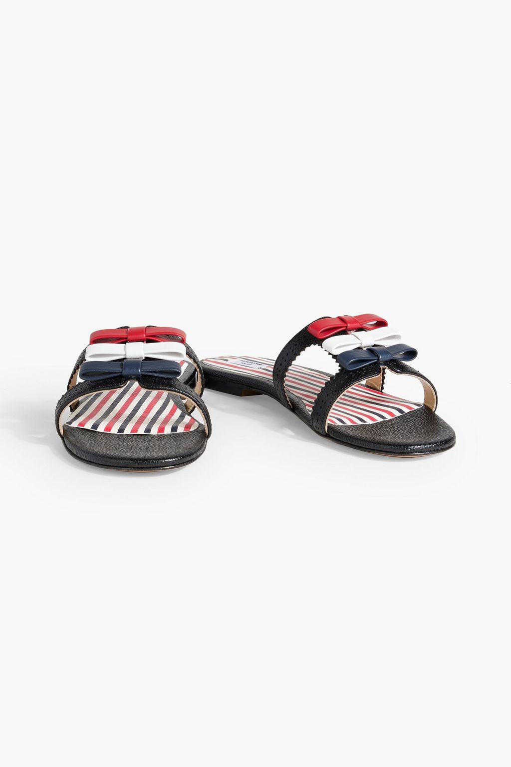 THOM BROWNE Bow-detailed pebbled-leather sandals