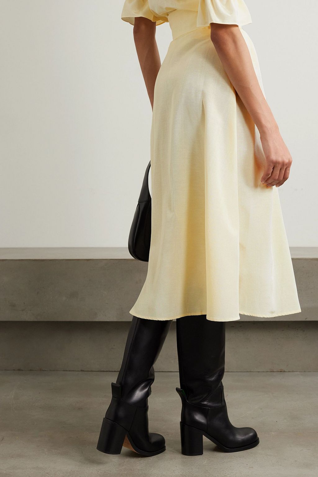 BATSHEVA Bella faux pearl-embellished gathered moire midi skirt