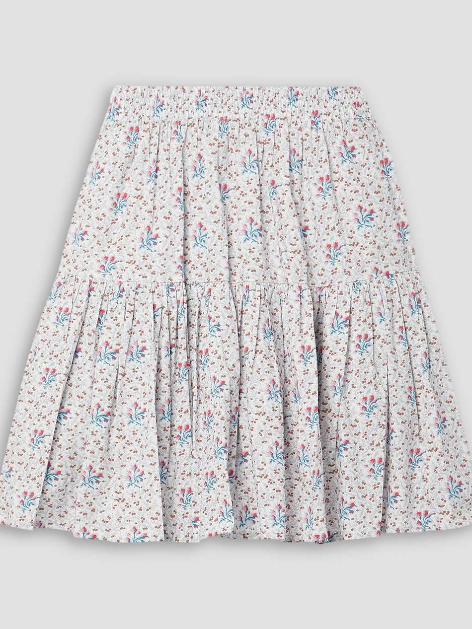 + laura ashley amy tiered floral-print cotton-poplin mini skirt