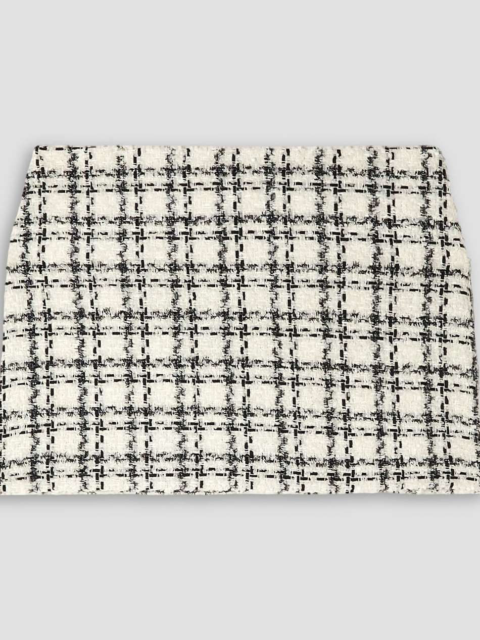 checked bouclé-tweed mini skirt