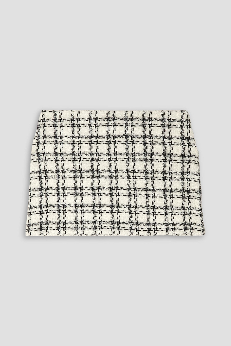 Alice And Olivia Checked Bouclé-tweed Mini Skirt In Ecru