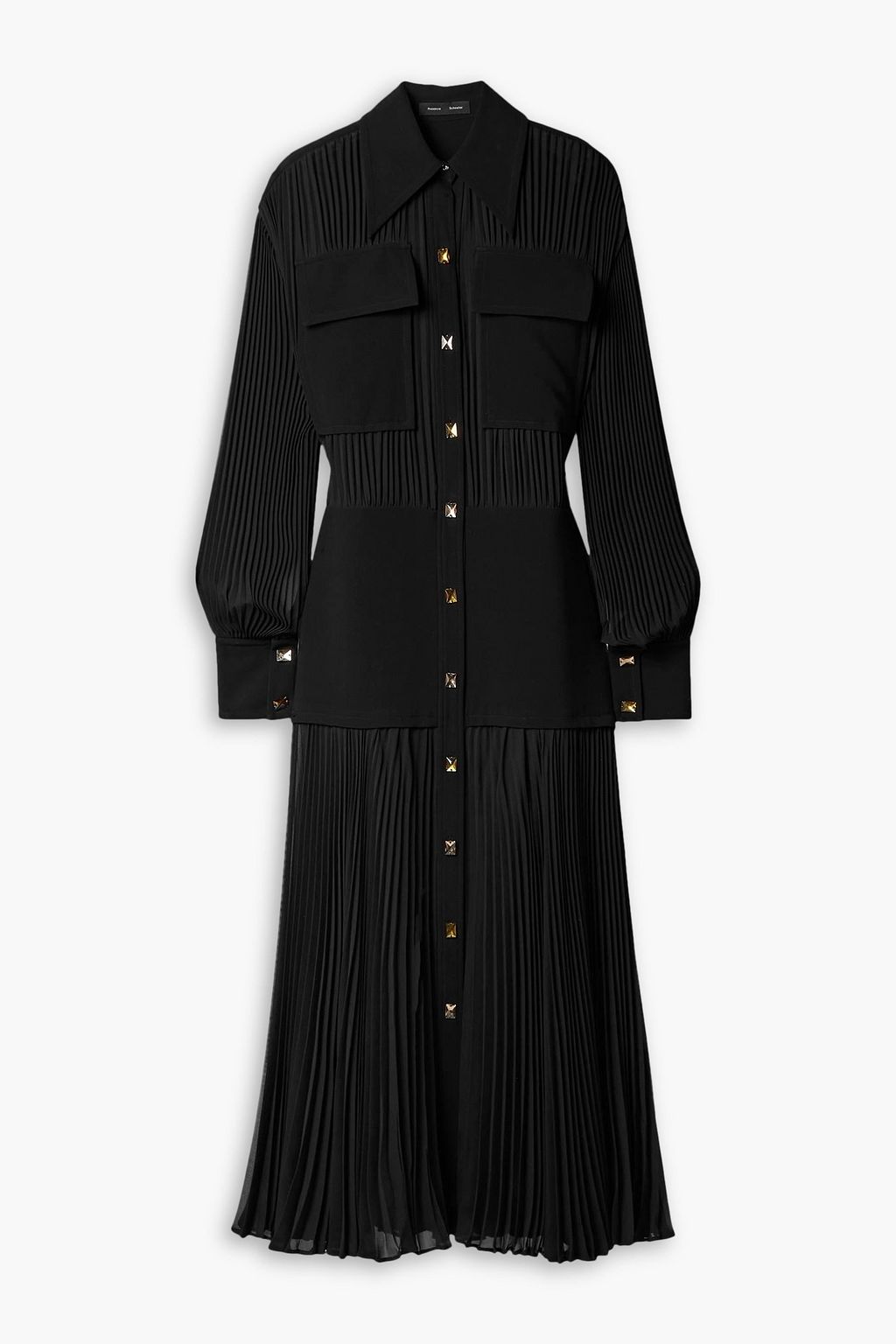 PROENZA SCHOULER Paneled crepe and pleated chiffon maxi dress | THE OUTNET