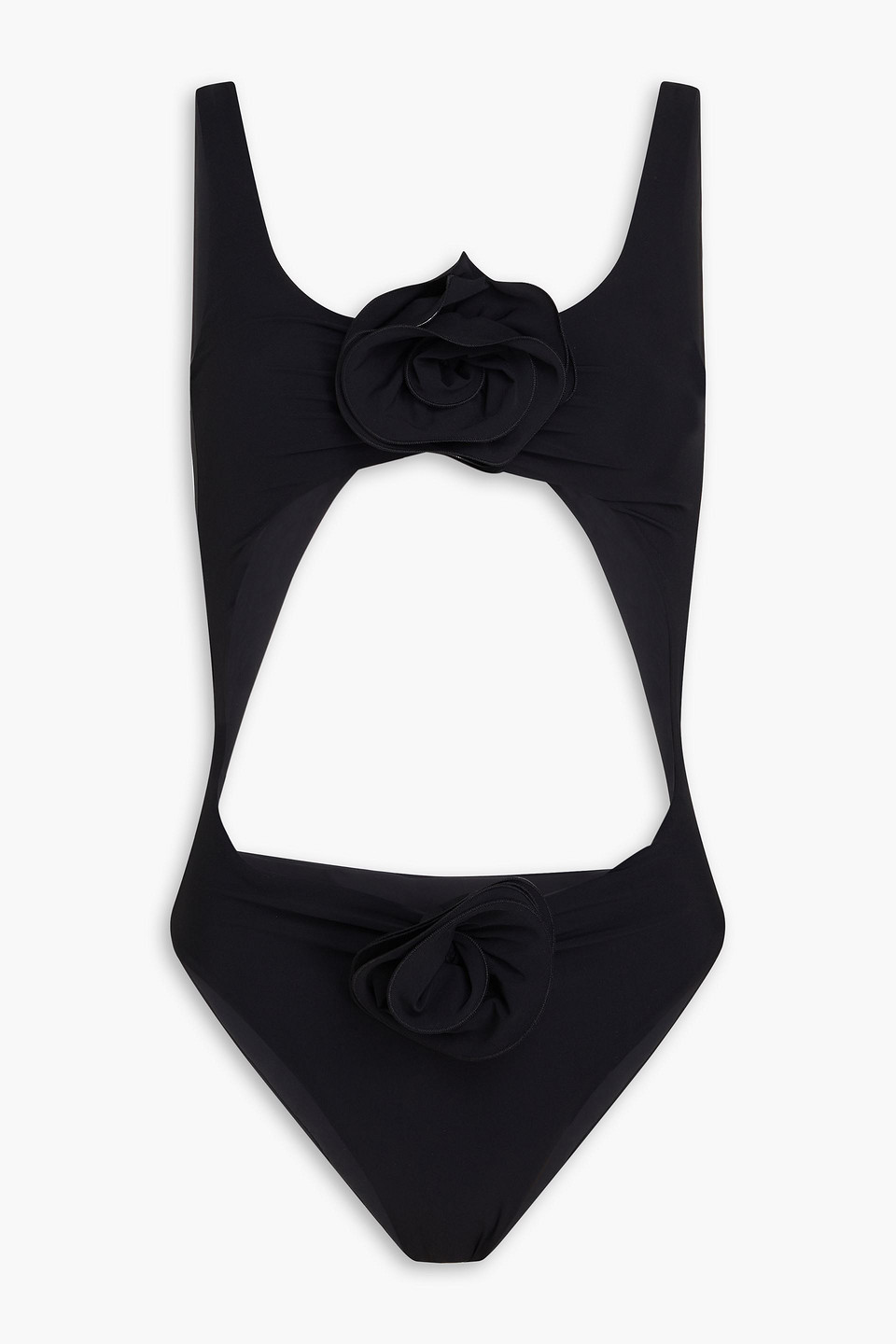 Magda Butrym Floral-appliqué Cut-out Swimsuit In Schwarz