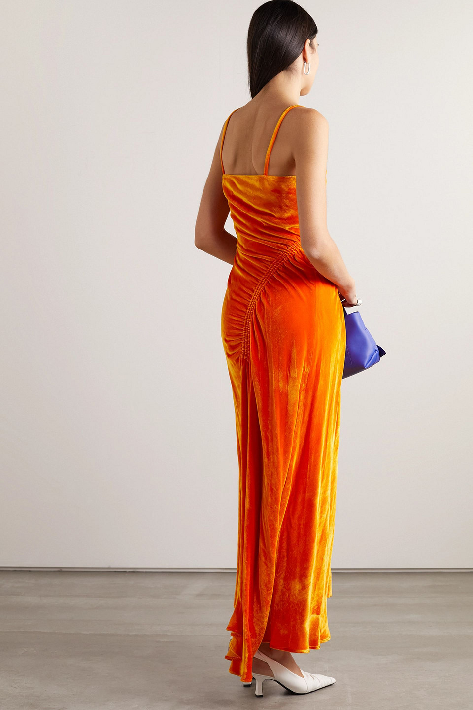 PROENZA SCHOULER GATHERED VELVET MAXI DRESS