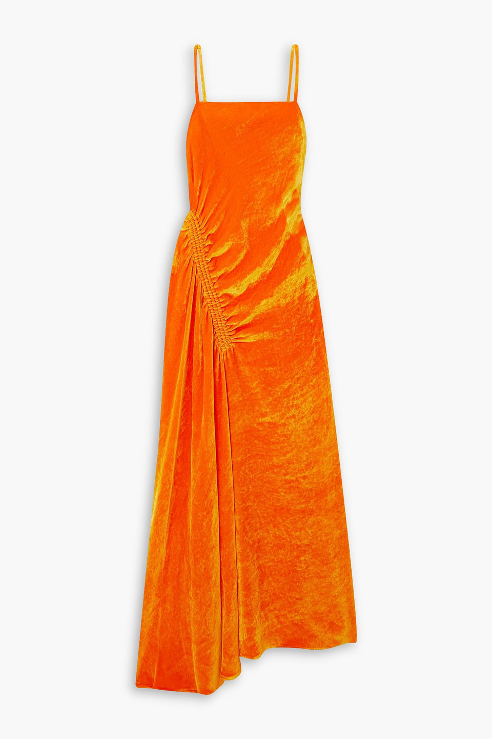 Proenza Schouler Gerafftes Maxikleid Aus Samt In Orange