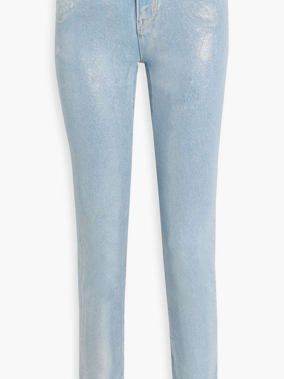 le skinny de jeanne metallic coated mid-rise skinny jeans