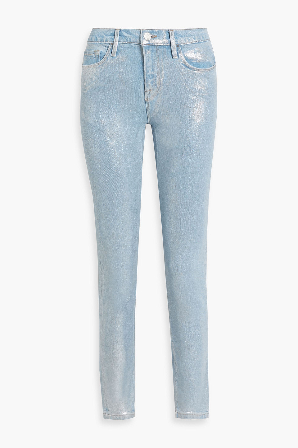 FRAME LE SKINNY DE JEANNE METALLIC COATED MID-RISE SKINNY JEANS