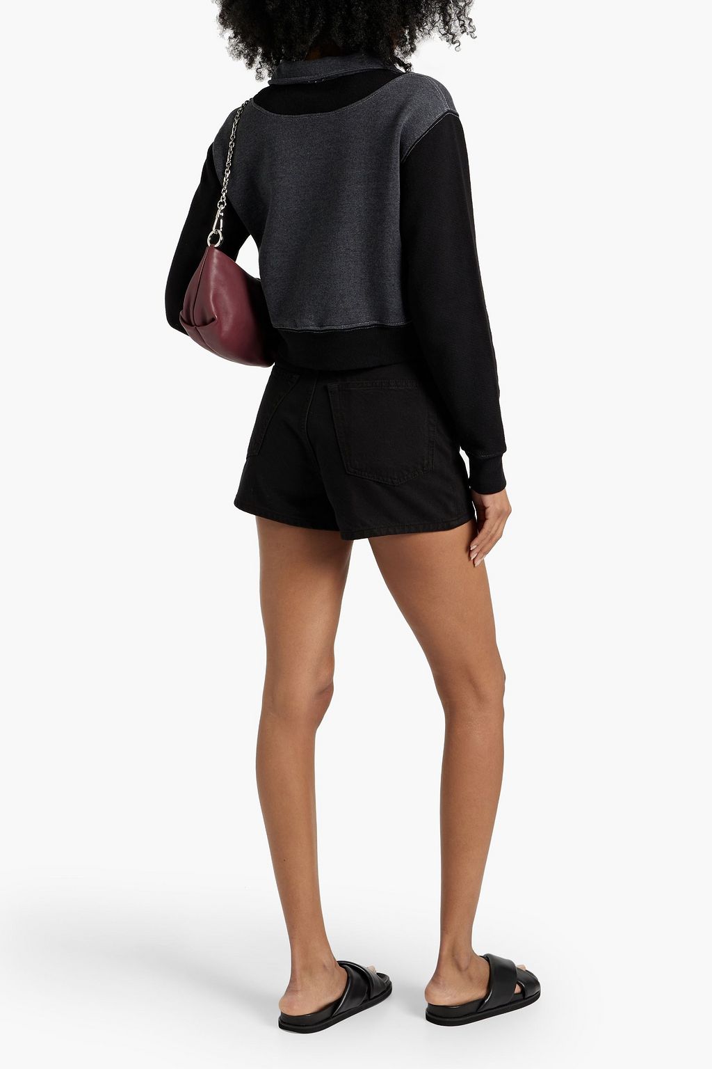 RE/DONE Cropped printed cotton-blend fleece half-zip sweatshirt
