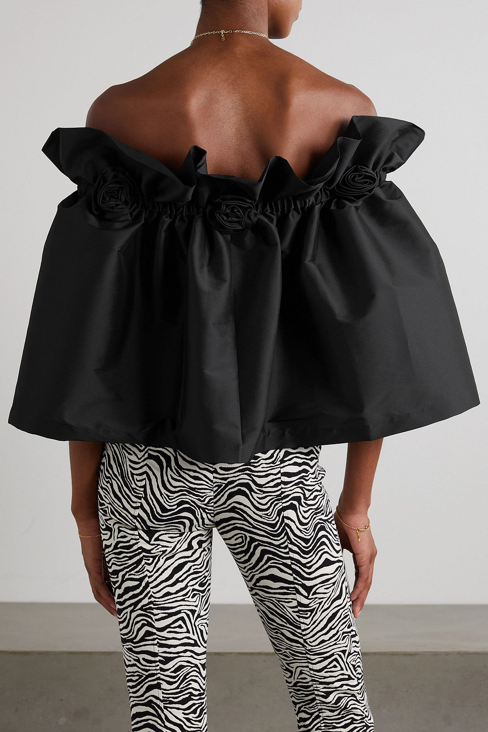 Bernadette Tilly Off-the-shoulder Embellished Crepe Blouse In Black