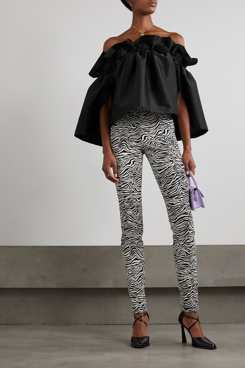 Bernadette Tilly Off-the-shoulder Embellished Crepe Blouse In Black