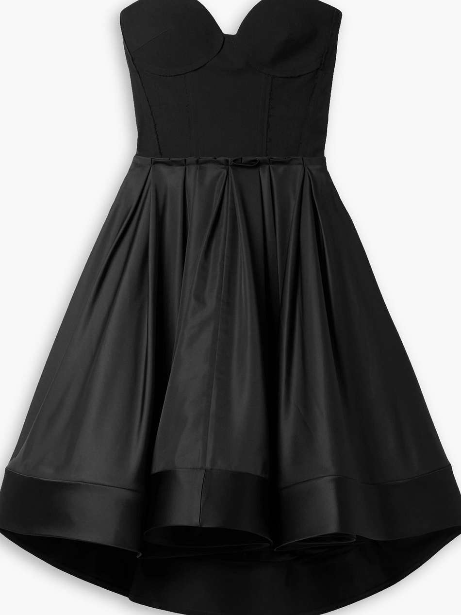 strapless wool-blend jersey and taffeta dress