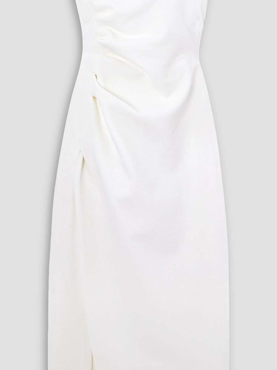 strapless gathered jersey midi dress