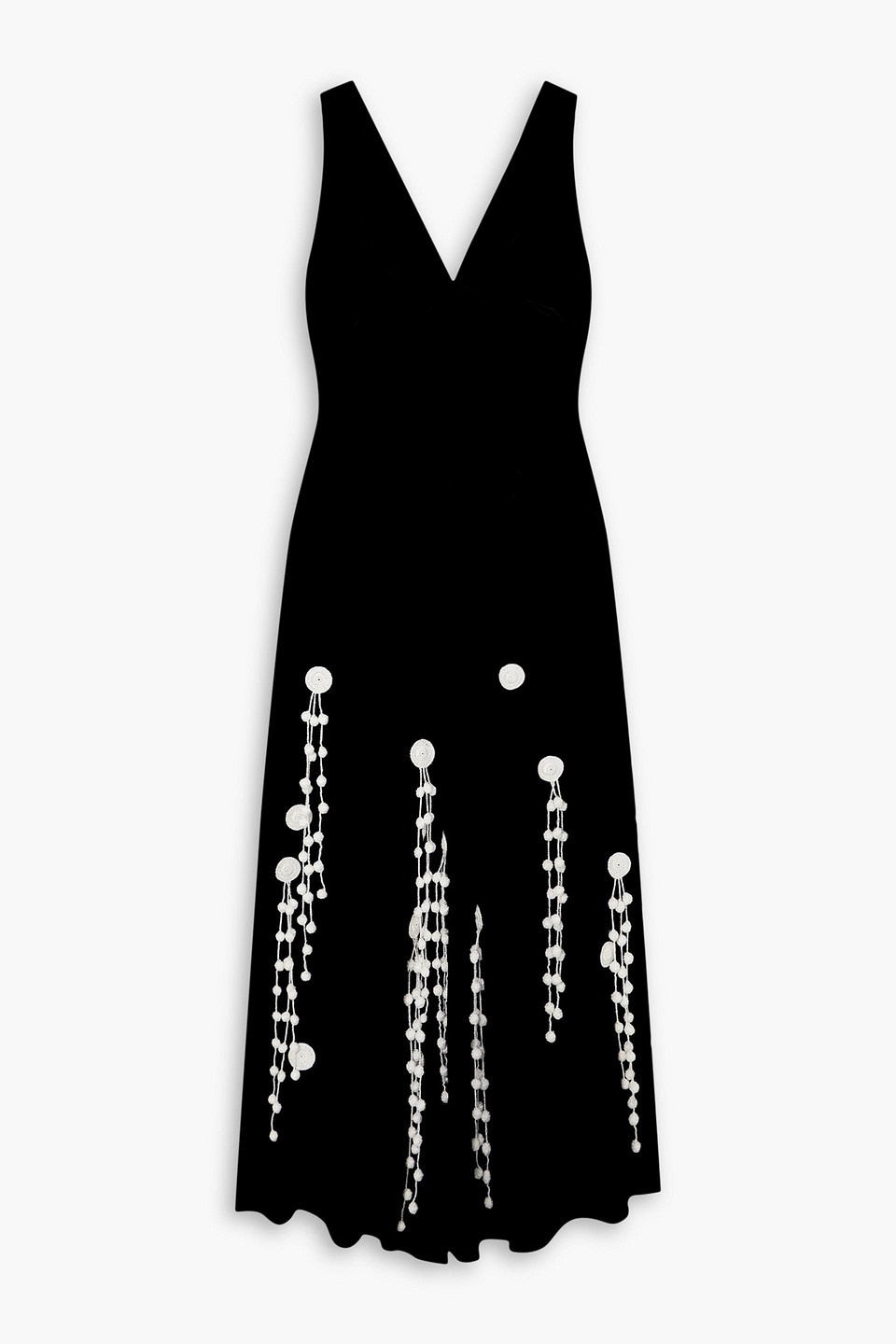 PROENZA SCHOULER APPLIQUÉD POPLIN-TRIMMED VELVET MAXI DRESS