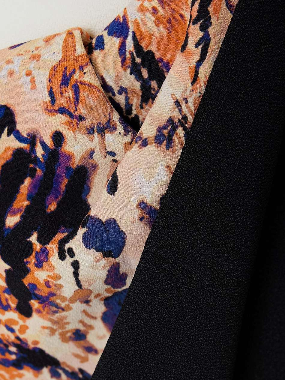 convertible paneled printed crepe midi dress