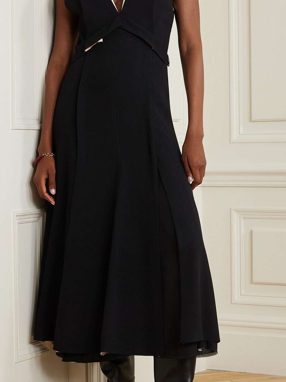 convertible paneled printed crepe midi dress