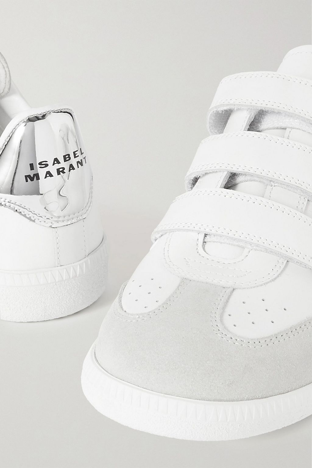 ISABEL MARANT Smooth and mirrored-leather sneakers