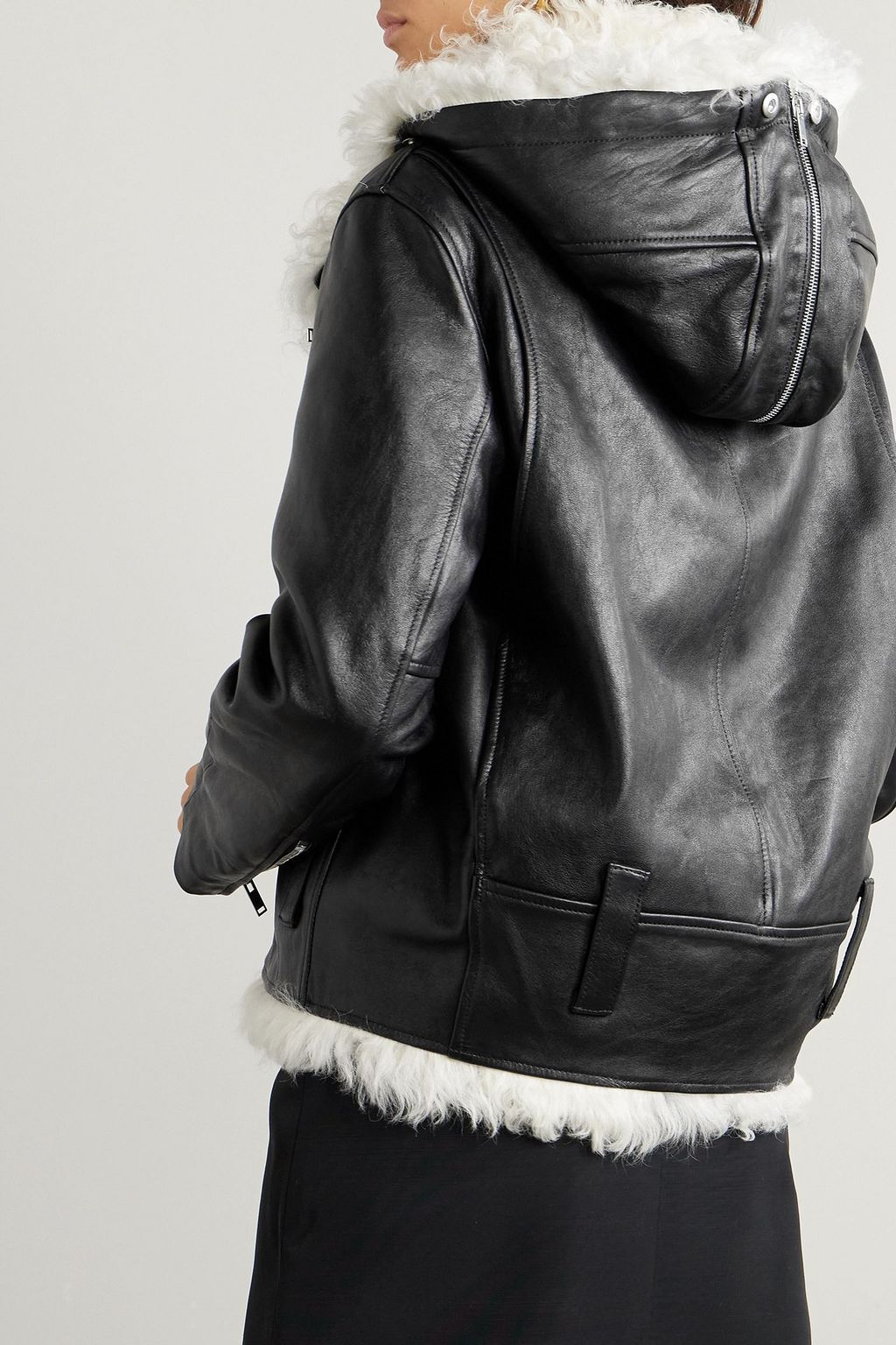 PROENZA SCHOULER Shearling hooded biker jacket
