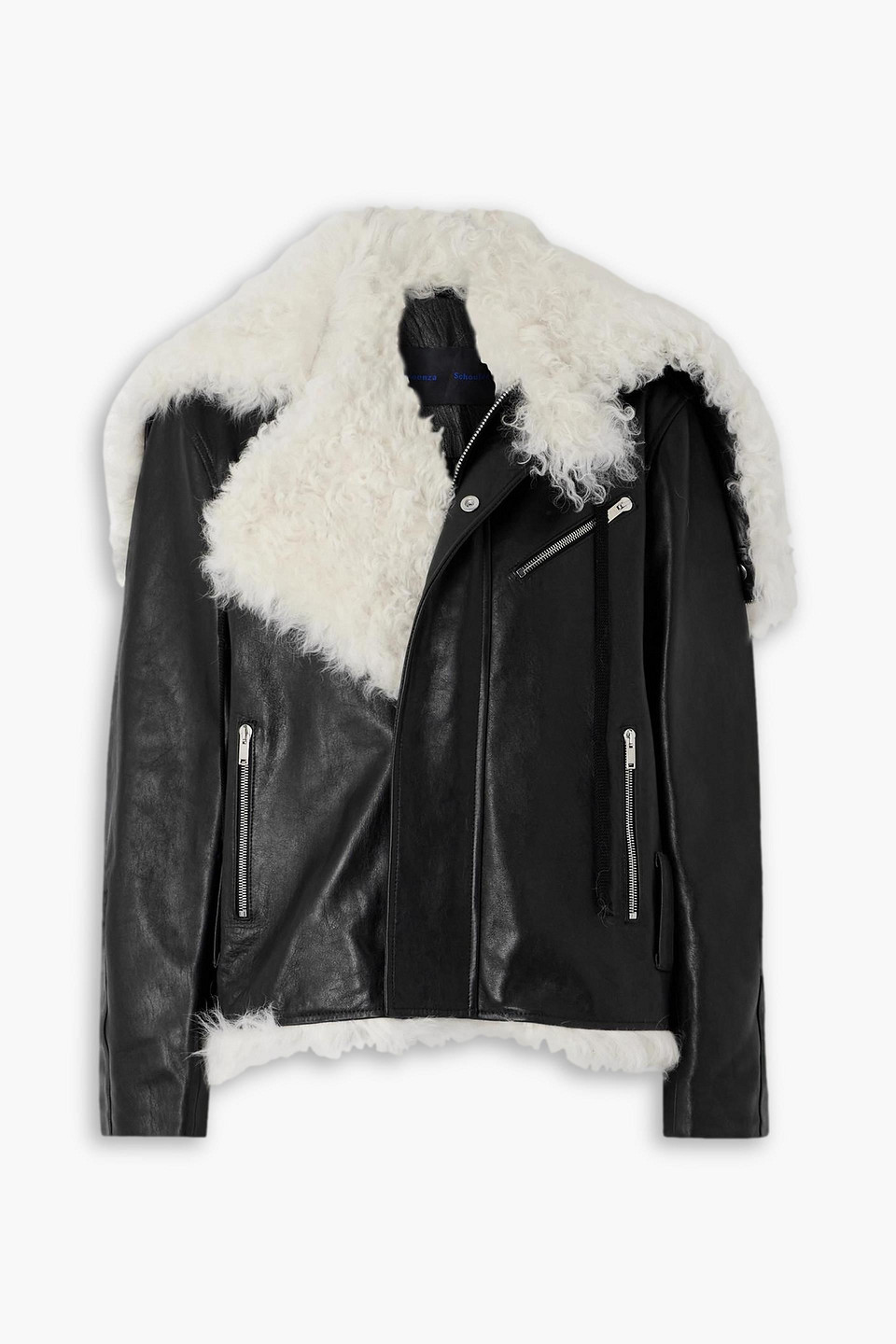 Proenza Schouler Shearling Hooded Biker Jacket In Black