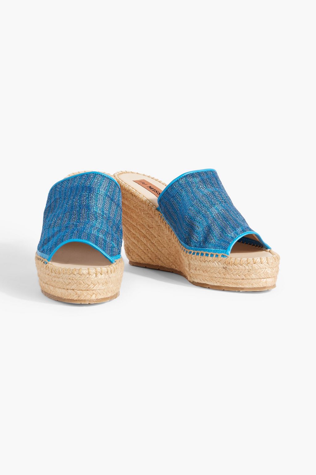MISSONI Metallic crochet-knit espadrille wedge mules
