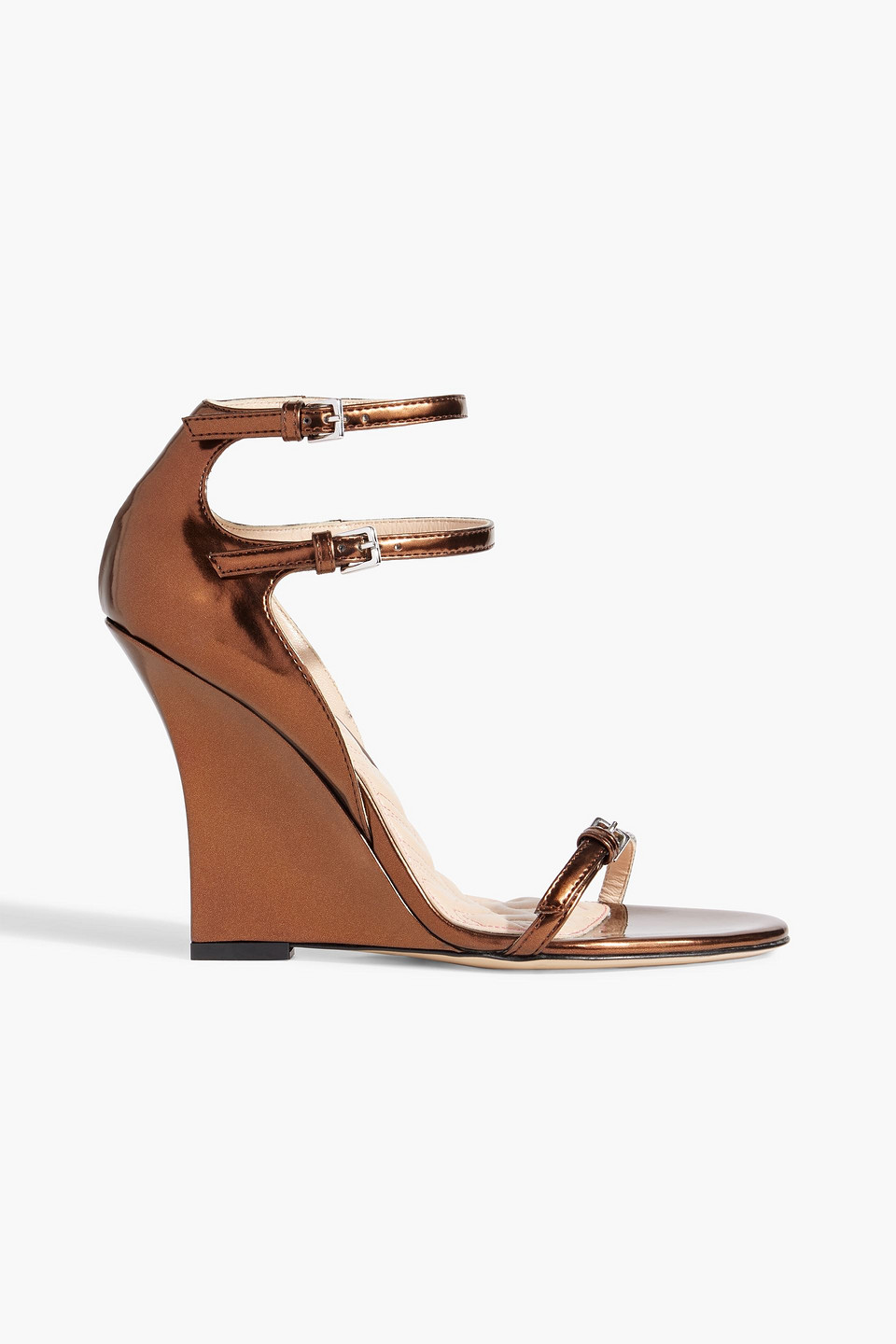Missoni Faux Mirrored-leather Wedge Sandals In Bronze