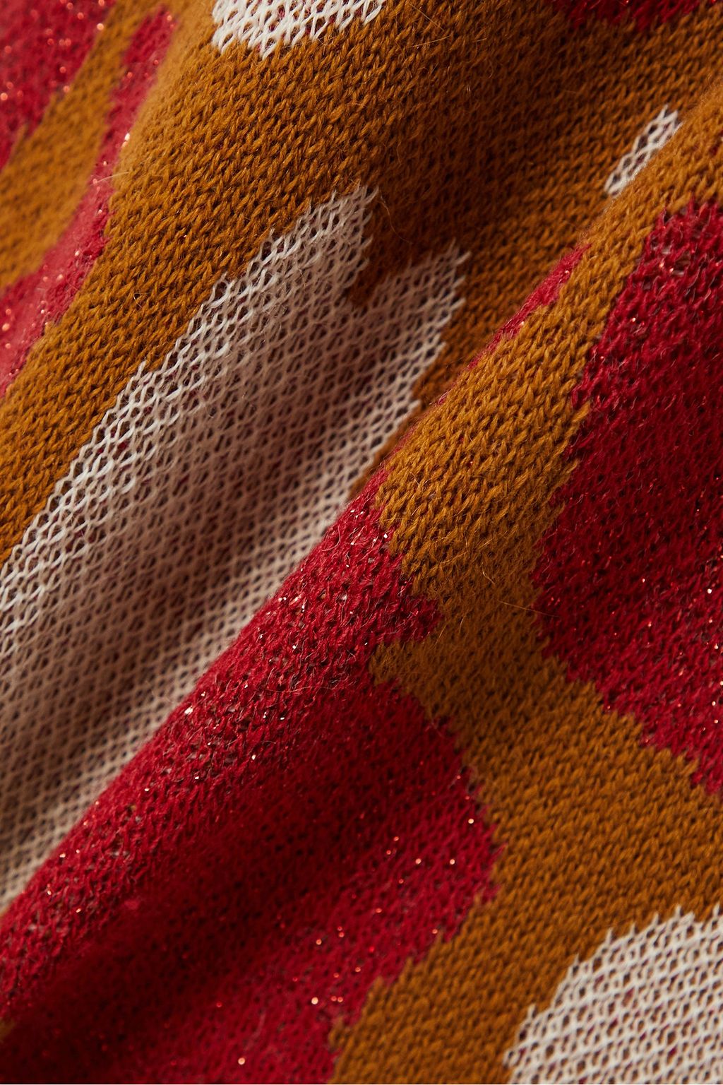 LUKHANYO MDINGI + The Vanguard Midikleid aus Jacquard-Strick aus einer Wollmischung in Metallic-Optik mit Fransen