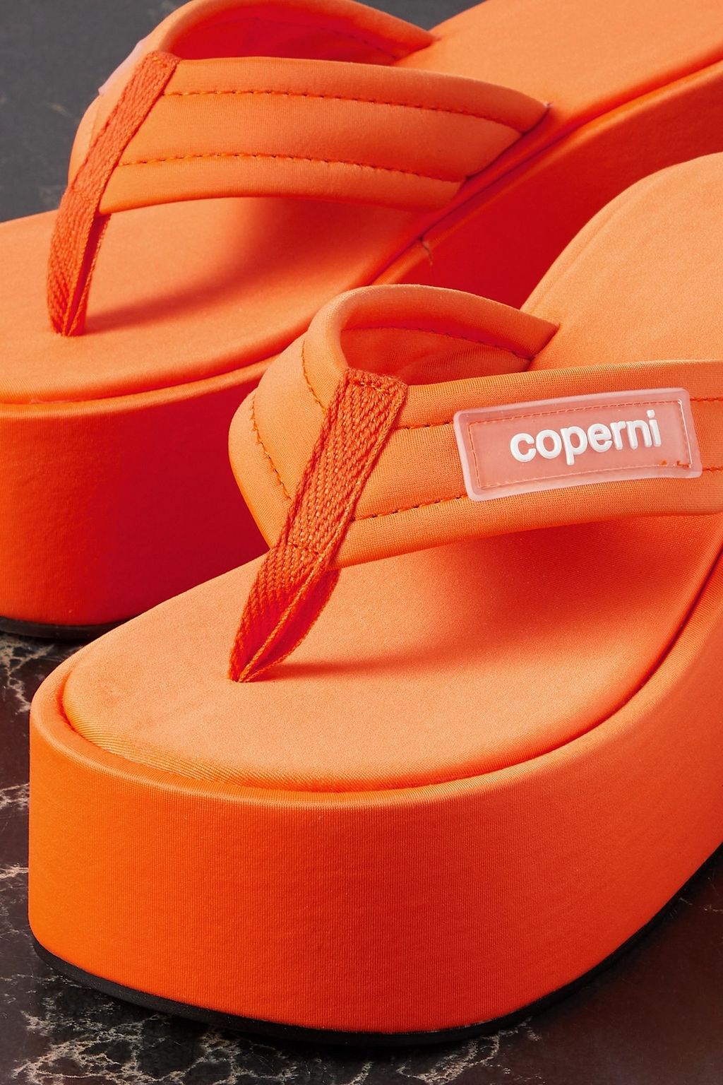 COPERNI Logo-appliquéd neoprene wedge flip flops