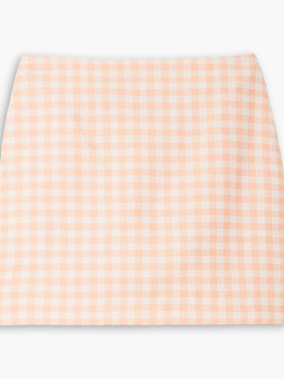 gingham cotton-blend bouclé mini skirt
