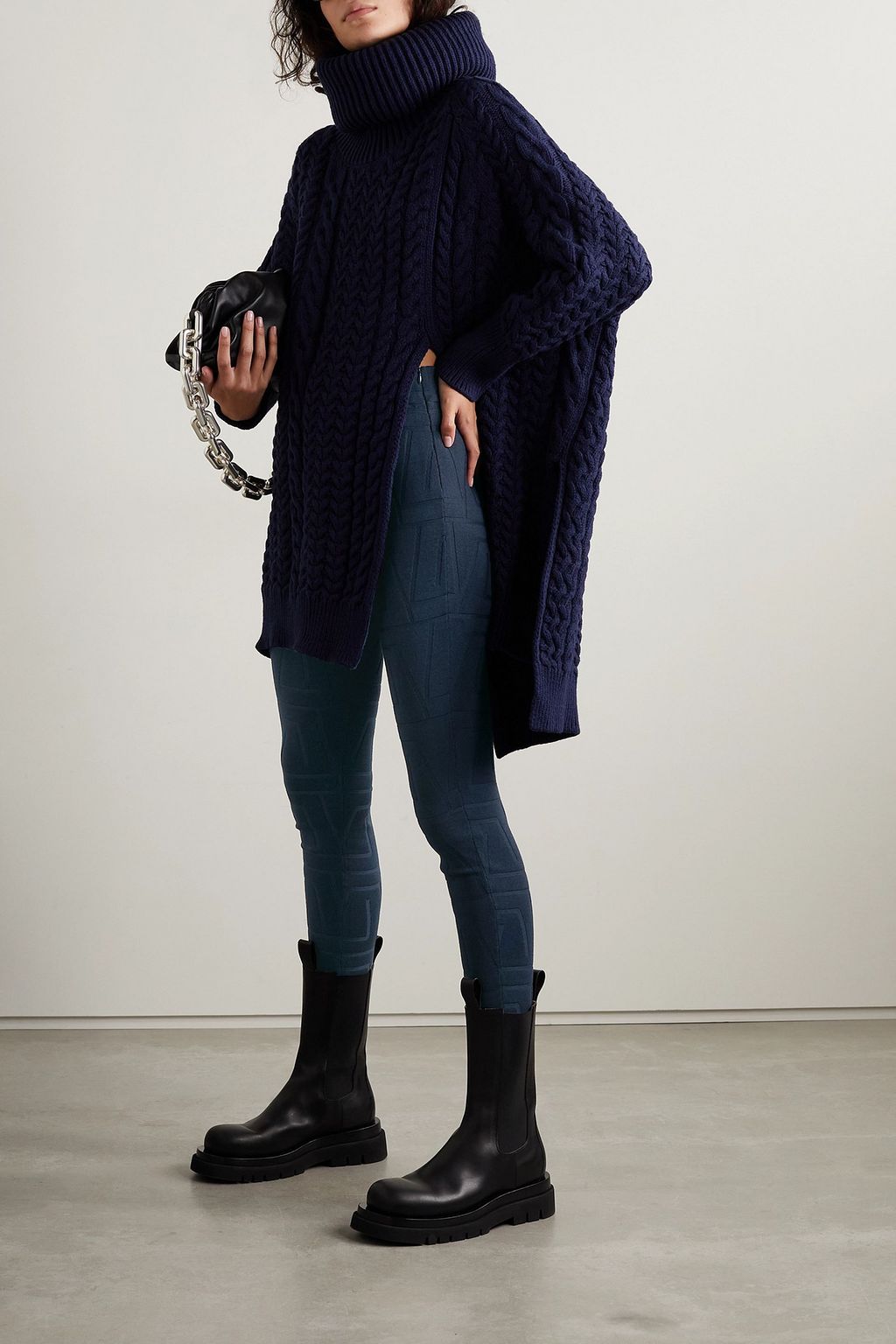 AKRIS Stretch wool and mulberry silk-blend jacquard leggings