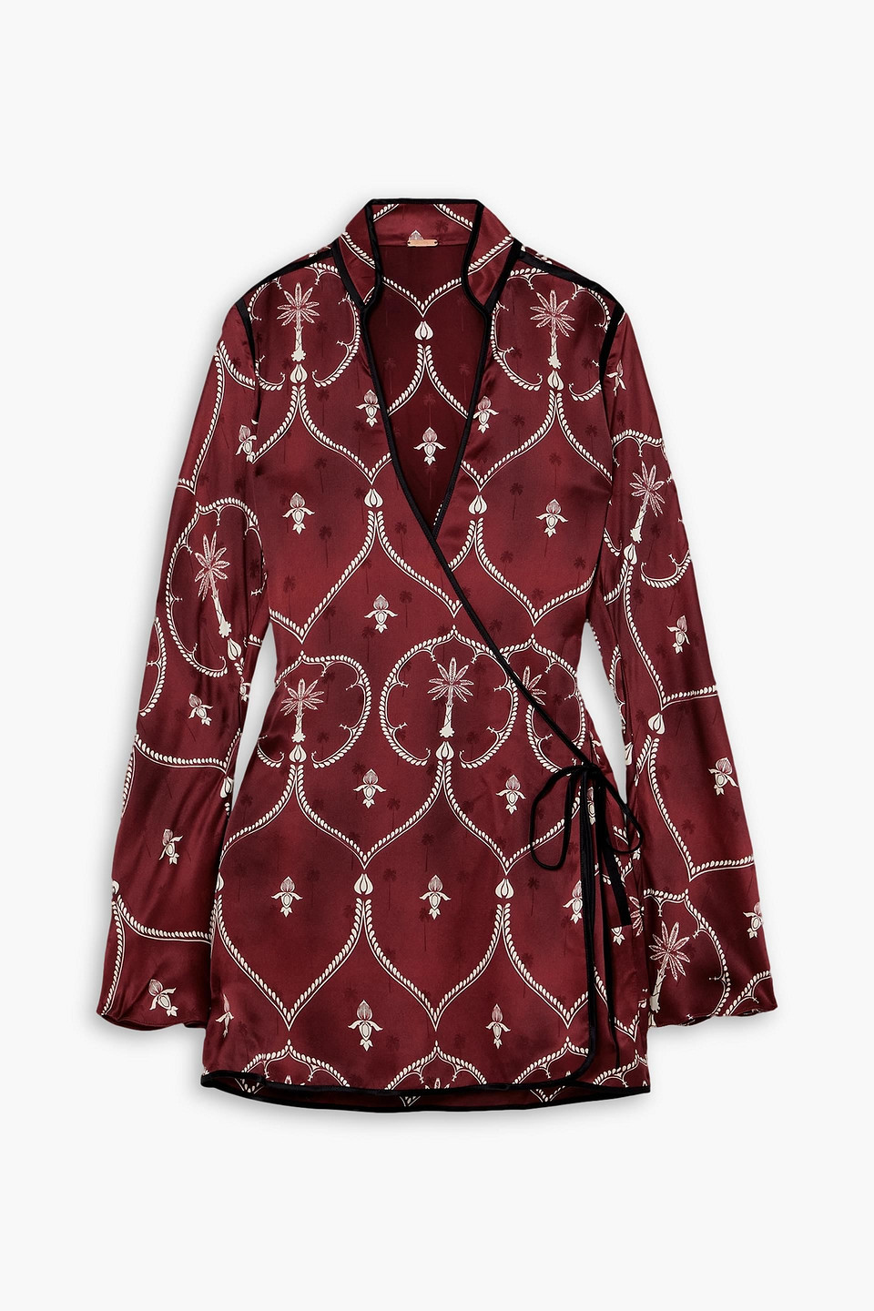 Johanna Ortiz Mental Journey Printed Silk-jacquard Wrap Tunic In Grape